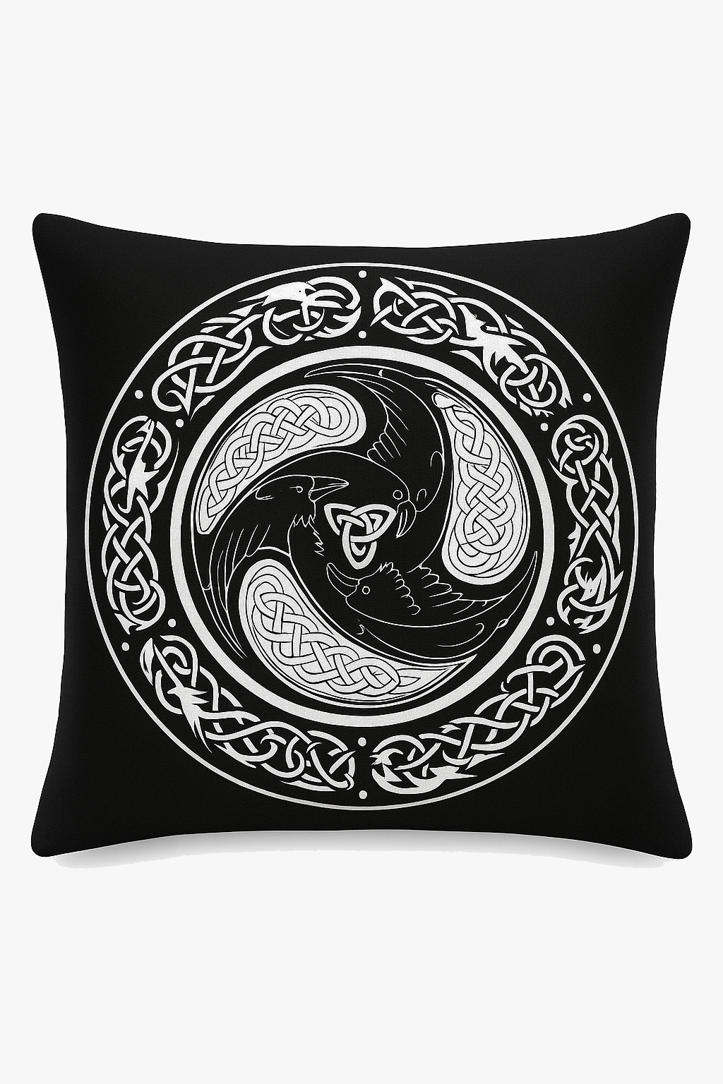 Chic Viking Amulet Throw Pillow Cover, Black and White Motif