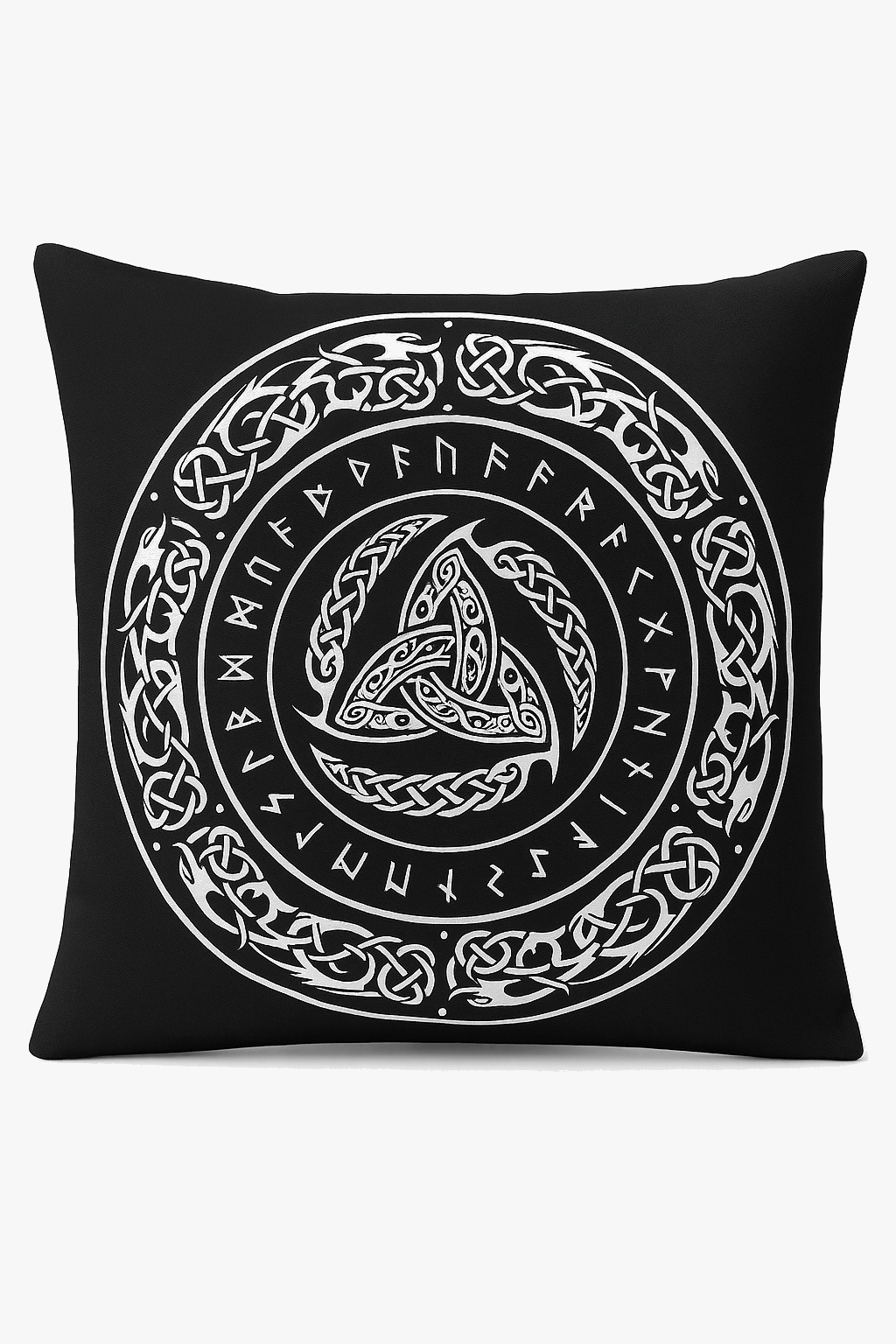 Viking Amulet Throw Pillow Cover, Black and White Nordic Design