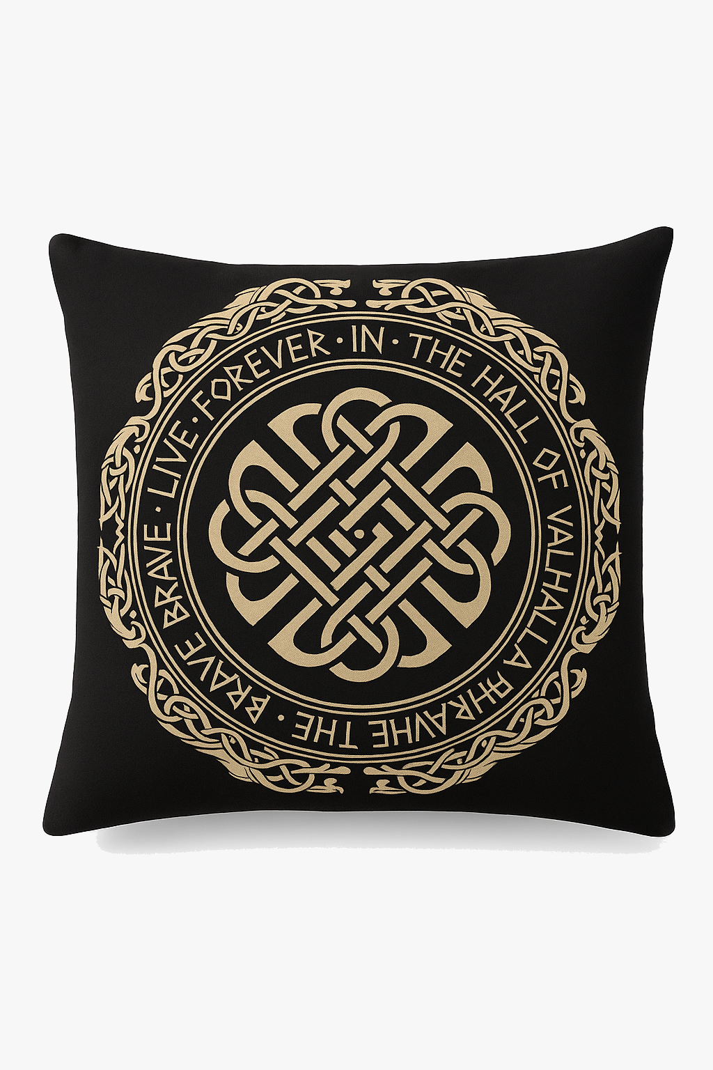 Viking Amulet Throw Pillow Cover with Striking Black and White Pattern