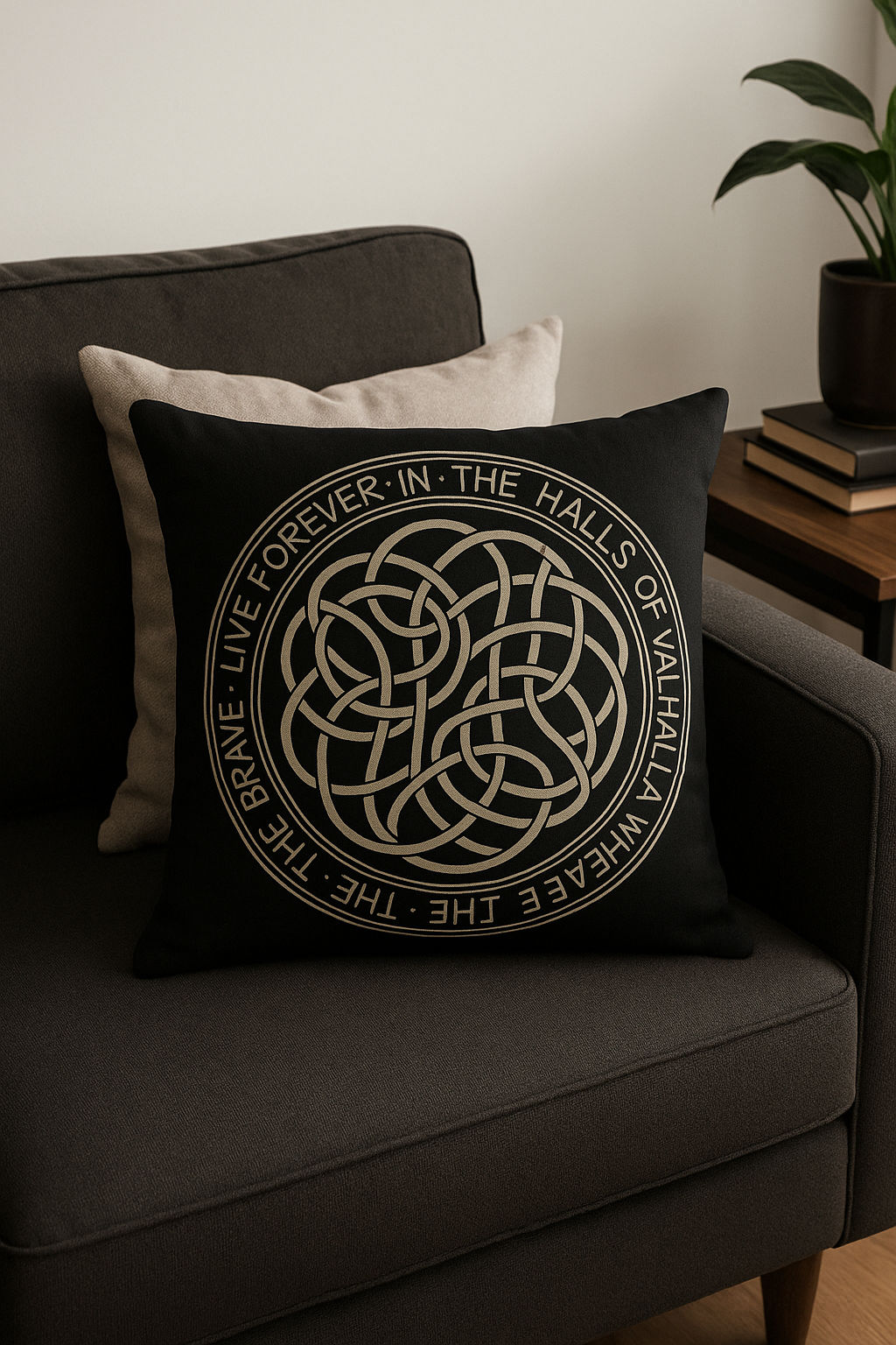 Viking Amulet Throw Pillow Cover with Nordic Geometric Motif - view 2
