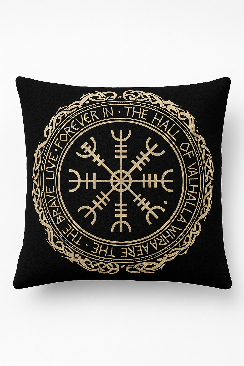 Graphic Black and White Viking Amulet Throw Pillow Cover
