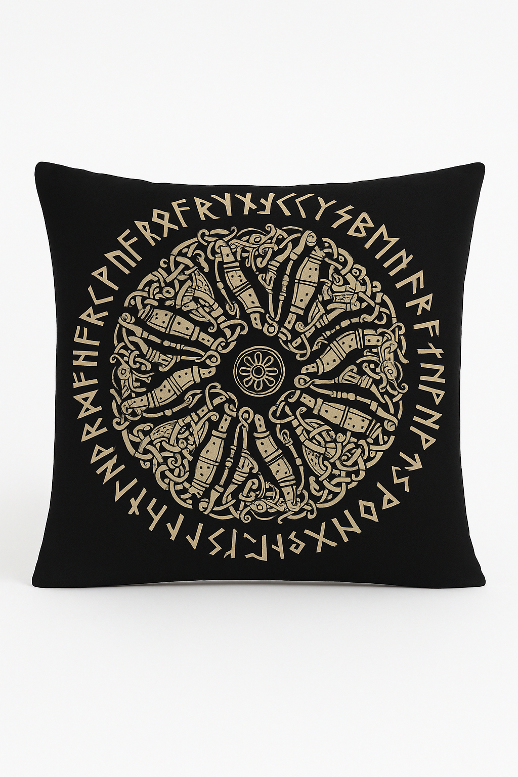 Contemporary Viking Amulet Throw Pillow Cover, Geometric Print