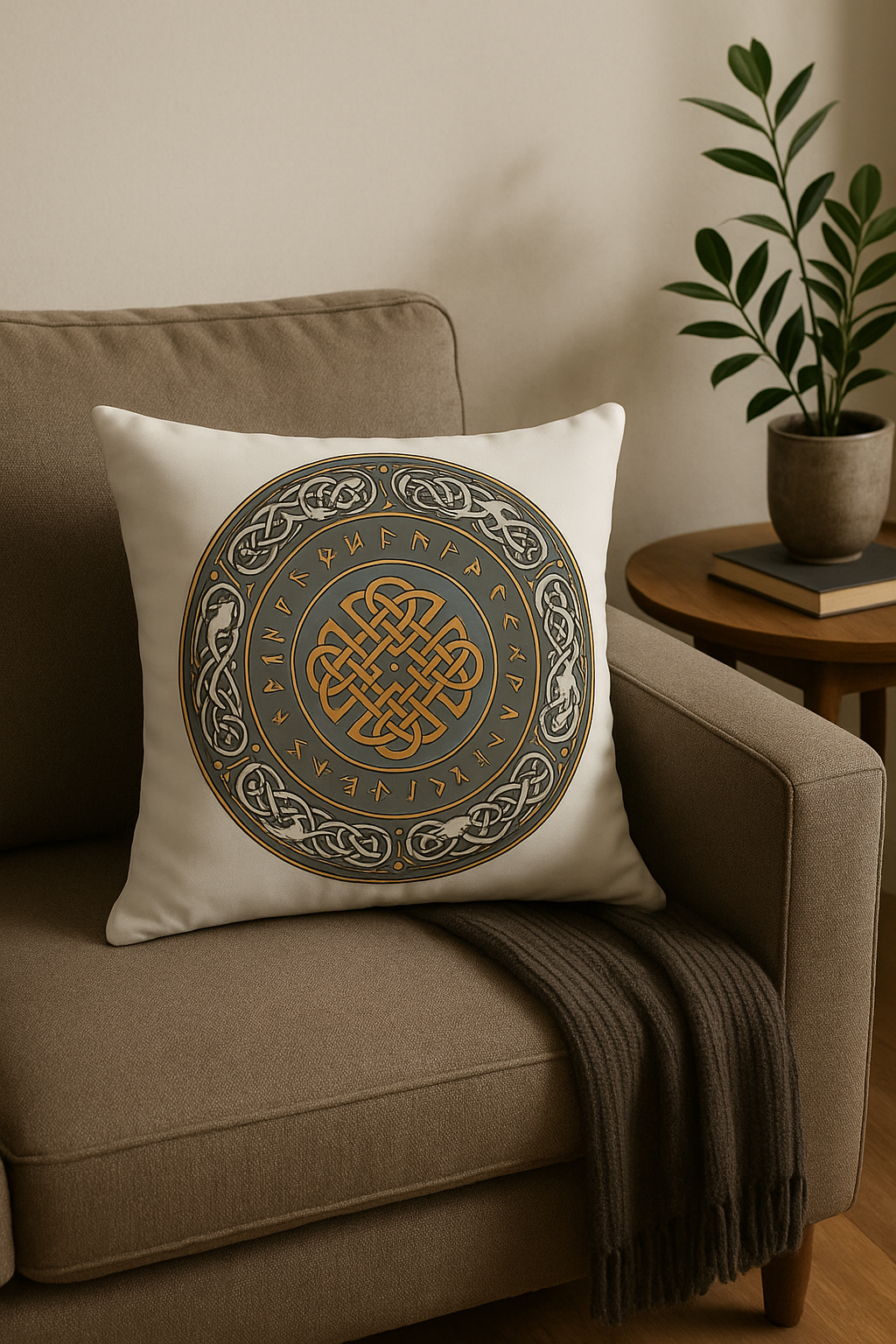 Viking Amulet Throw Pillow Cover with Bold Black and White Contrast - view 2