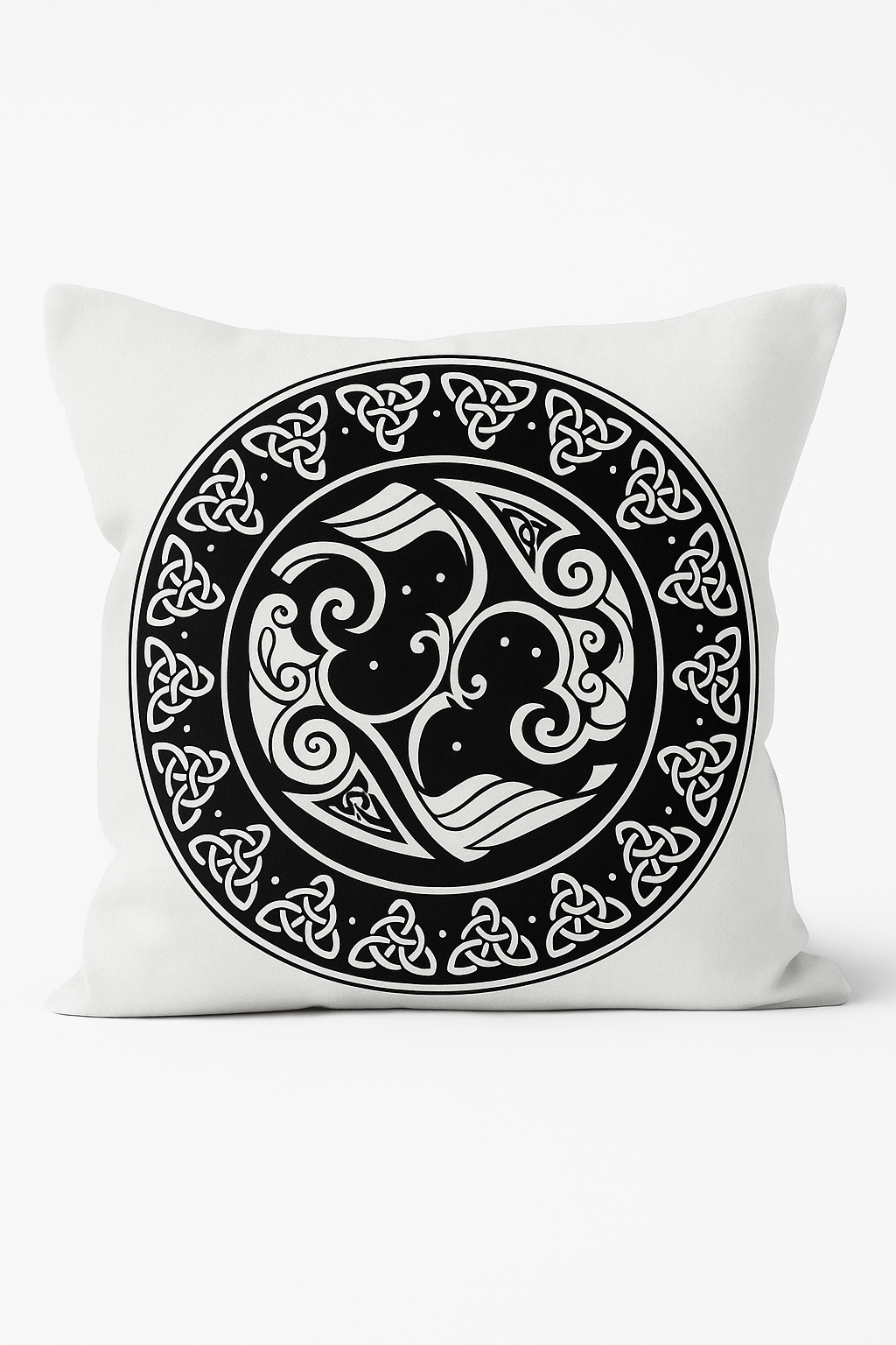 Bold Black and White Viking Amulet Throw Pillow Cover