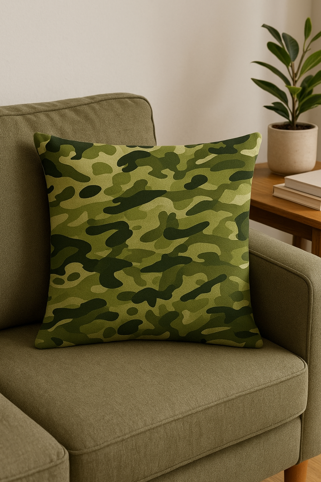 Military Camouflage Cushion Covers with Geometric Motifs - view 2