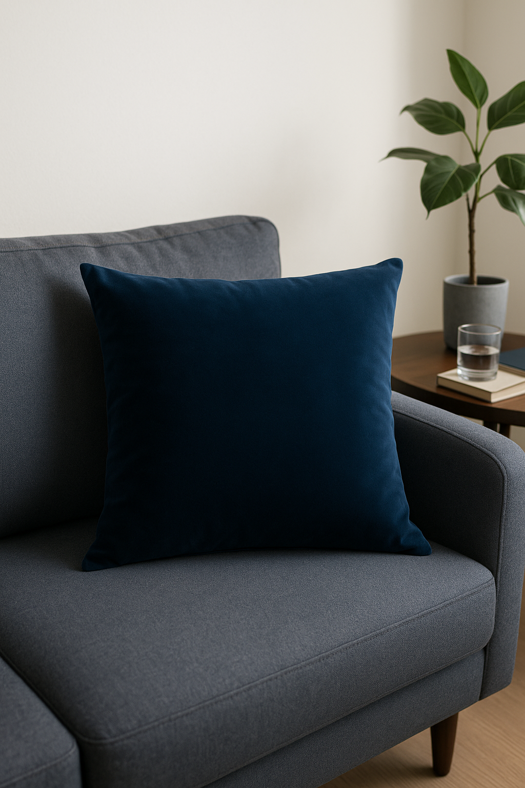Deep Blue Velvet Cushion Cover for Chic Interiors - view 2