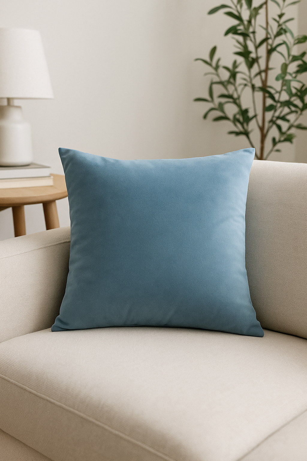 Haze Blue Velvet Cushion Cover for Contemporary Decor - view 2