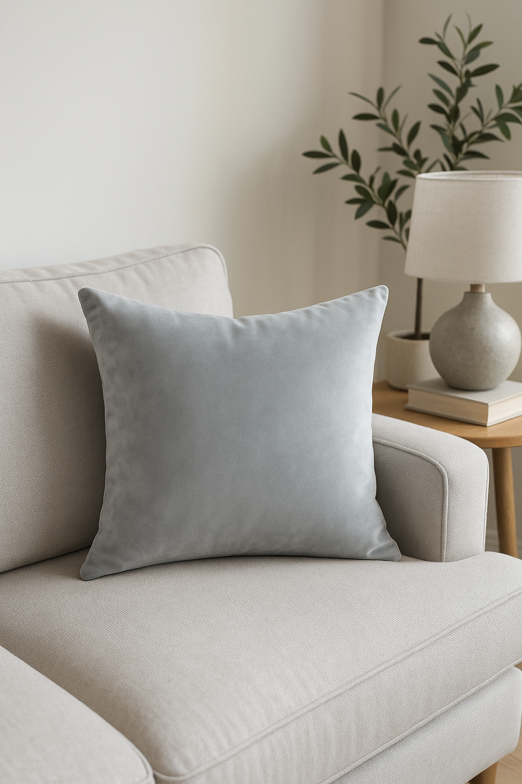 Grey Plain Velvet Cushion Cover for Modern Interiors - view 2