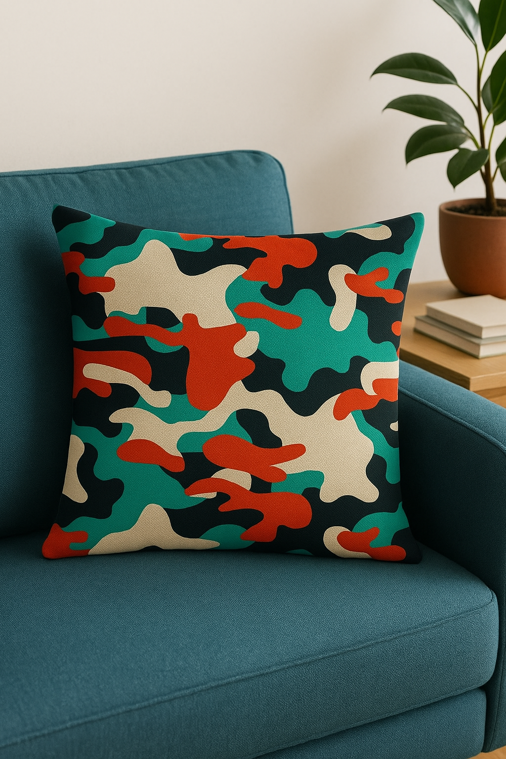 Camouflage Geometric Cushion Cover with Contemporary Contrast - view 2