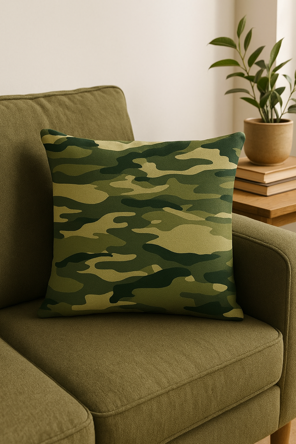 Camouflage Geometric Cushion Cover with Utilitarian-Inspired Design - view 2