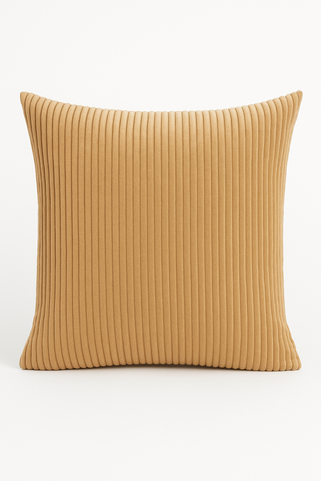 Striped Ribbed Velvet Throw Pillow Cover in Camel