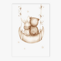 Dreamy Cloud Moon Rabbit Bear Canvas Print for Kids Room