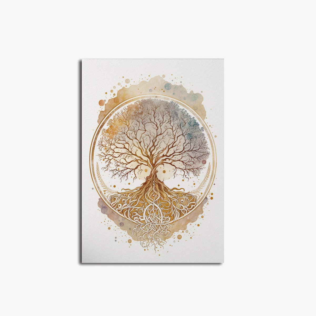 Printing canvas tree of Nordic life and Buddha spiritual wall art