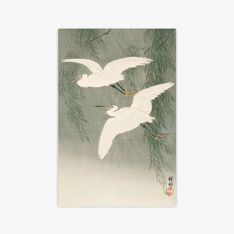 Eclectic Heron and Crane Canvas Wall Art, Nature-Inspired Design