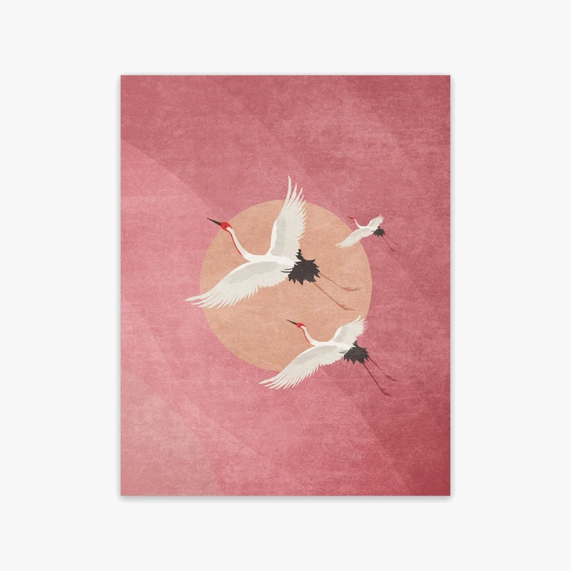 Eclectic wall art prints of hokusai and blue heron