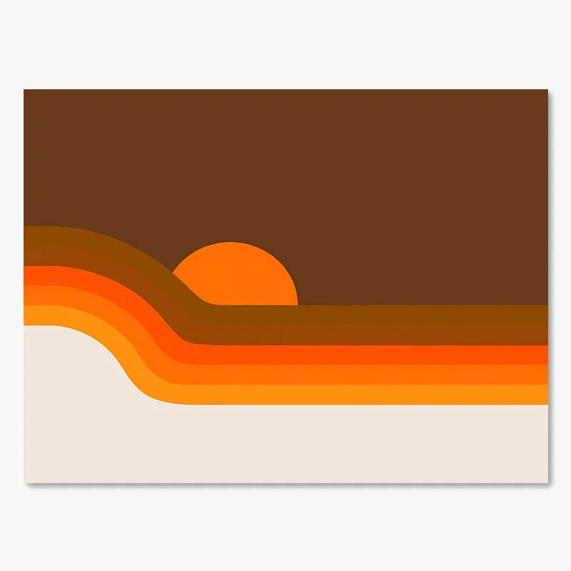 Art prints retro sunset flowers and butterflies