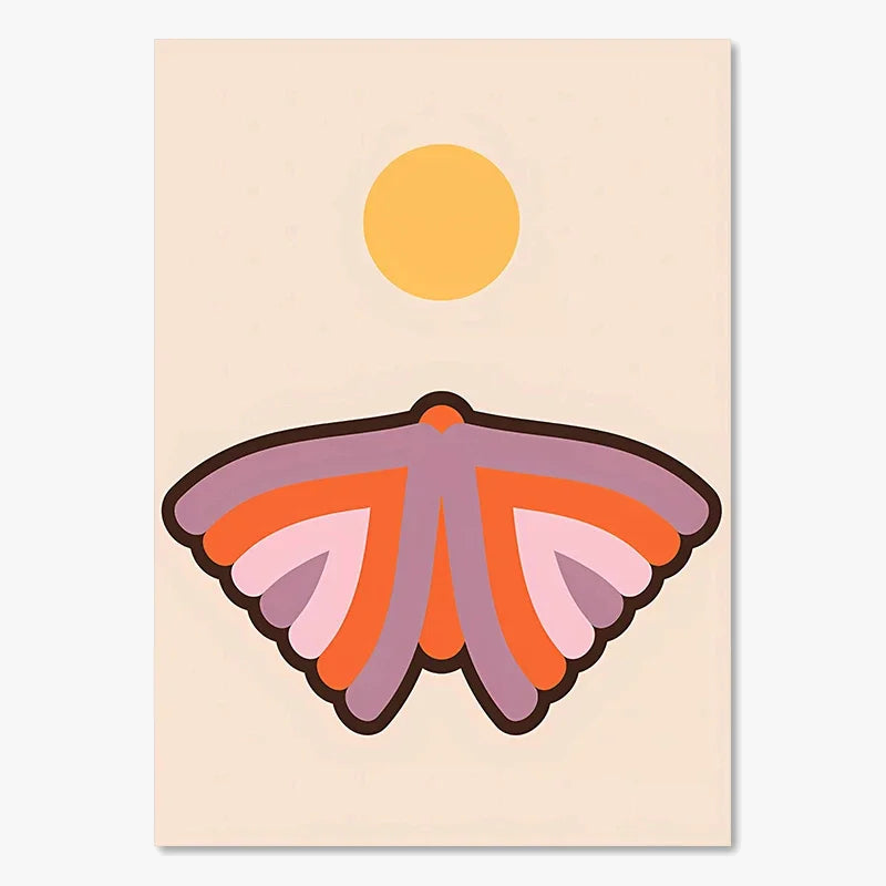 Prints retro sunset flowers butterfly wall decor boho