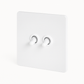White Matte Steel Double Switch with Rounded Profile