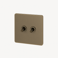 Double switch 2 ways in aged bronze steel rounded edges