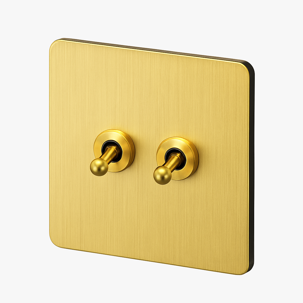 Elegant 2-Gang Double Switch in Brushed Gold Steel