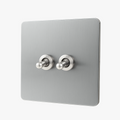 Double 2-Way Switch in Brushed Grey Steel, Silver Trim