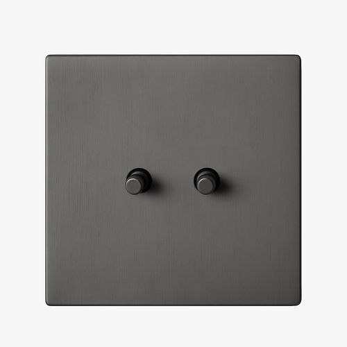 2-Way Double Curtain and Reset Switch in Brushed Dark Grey Steel