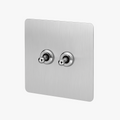 Double Intermediate Switch in Brushed Grey Steel, Square Design