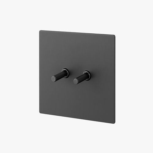 2-Way Intermediate Double Switch in Brushed Dark Grey Steel