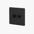 Satin Black Steel 2-Way Double Switch 86 X 86 mm