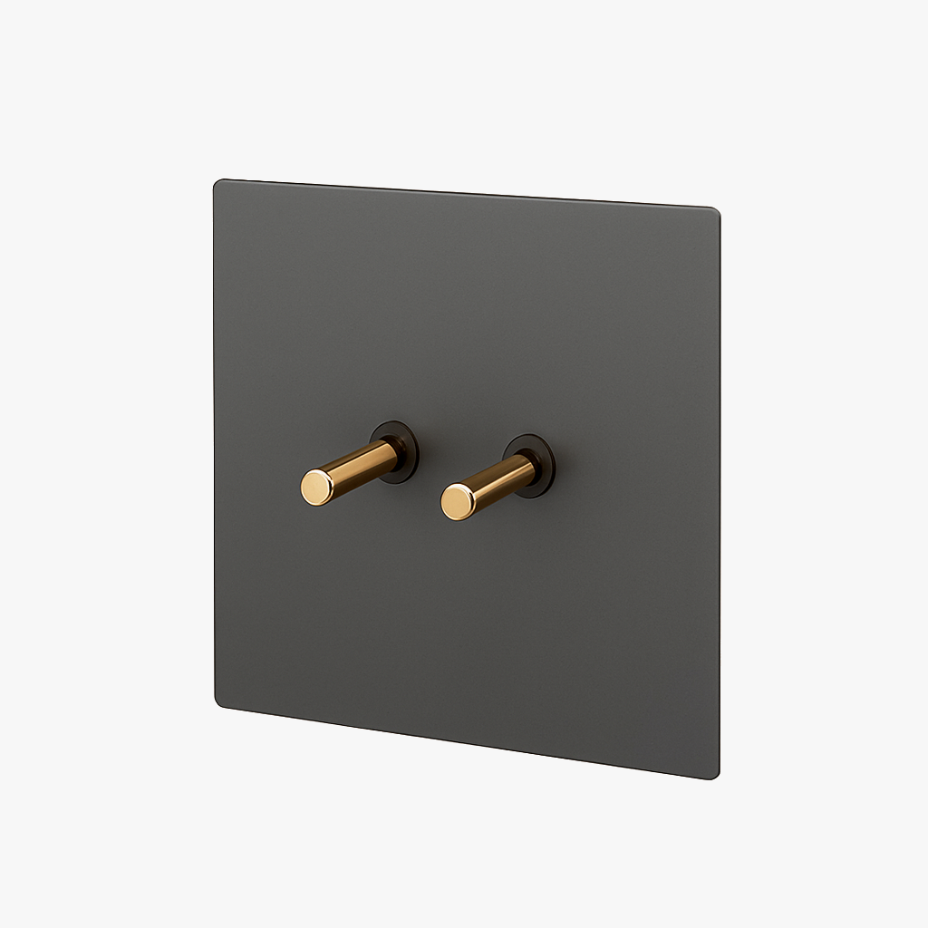 Double switch 2-way switch in brushed and gold grey steel