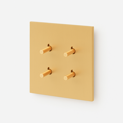 4-way quadruple switch in brushed gold steel