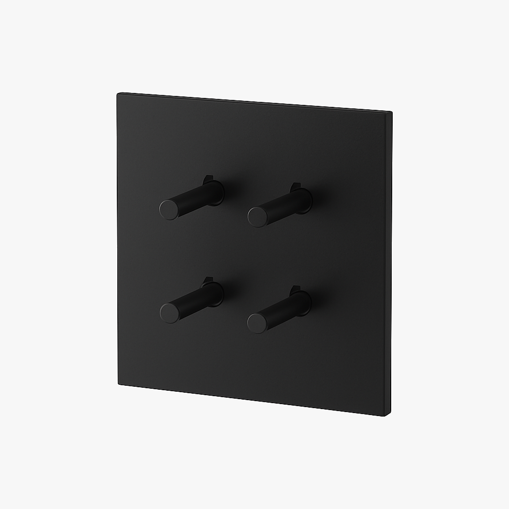 4-way quadruple switch in black matt steel