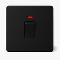 Single switch 1 track with LED 45A in black steel matt rounded edges