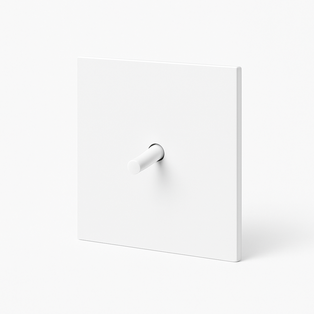 Single-Channel Switch in Matt White Steel, 86x90mm Square Plate