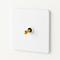 Single 1-Gang Switch in Matt White and Gold Steel, Style One