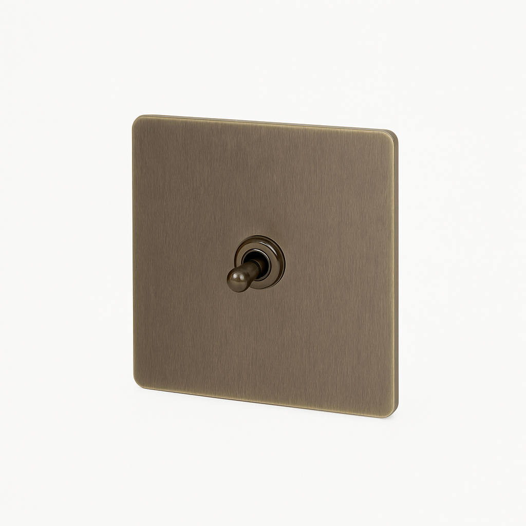 Single switch 1 track in aged bronze steel rounded edges