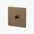 Single switch 1 track in brushed grey steel rounded edges