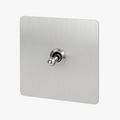 Modern Single-Gang Light Switch in Brushed Light Grey Steel
