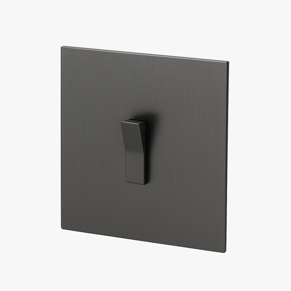 Brushed Dark Grey Steel Single Switch for Square Junction Boxes