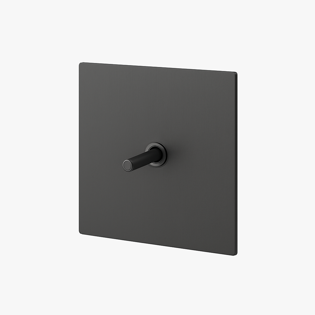Brushed Dark Grey Steel Single Switch, 86 X 90 mm
