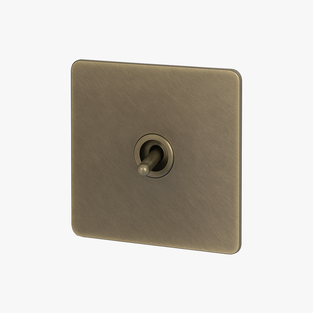 Single switch 1 channel in grey steel aged rounded edges
