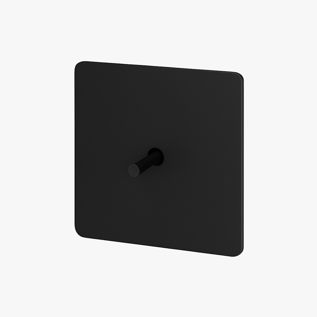 Single 1-Gang Switch in Matt Black Steel, 86x86mm