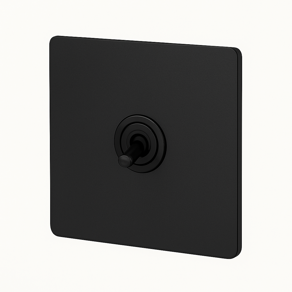 Single Gang Black Steel Switch for 86mm Square Boxes