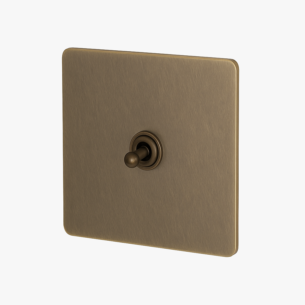 Single switch 1 medium channel switch in aged bronze steel rounded edges