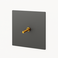 Single switch in brushed and gold grey steel