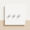 3-Way Triple Switch in Matt White Steel, 86 X 86 mm - 3Gang - White / Reset Switch