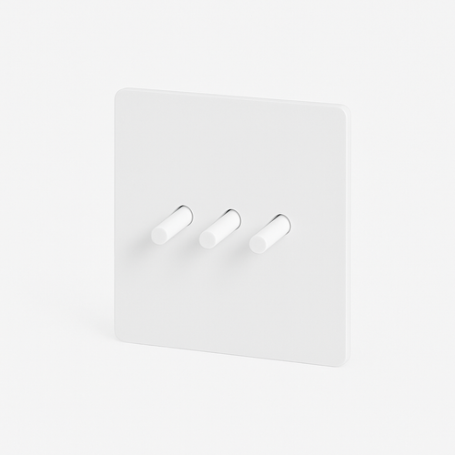 3-Gang Triple Switch in Matt White Steel