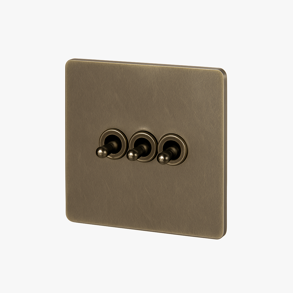 3 lane triple switch in aged bronze steel rounded edges