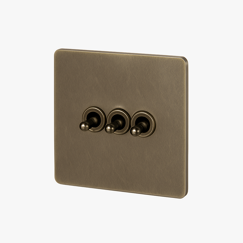 3 lane triple switch in aged bronze steel rounded edges