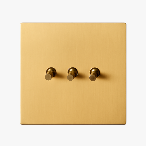 3-way triple switch in gold brushed steel